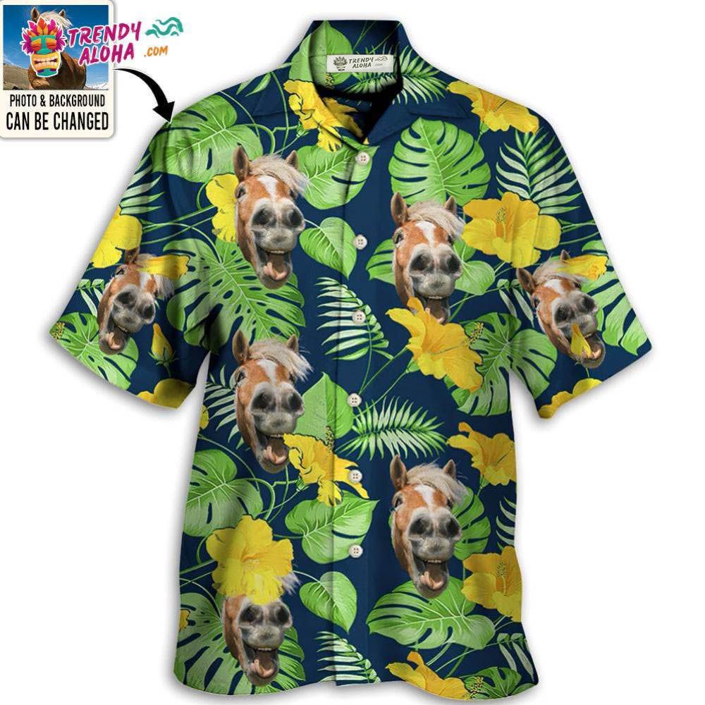 Horse You Want Tropical Custom Photo Hawaiian Shirt – Trendy Aloha