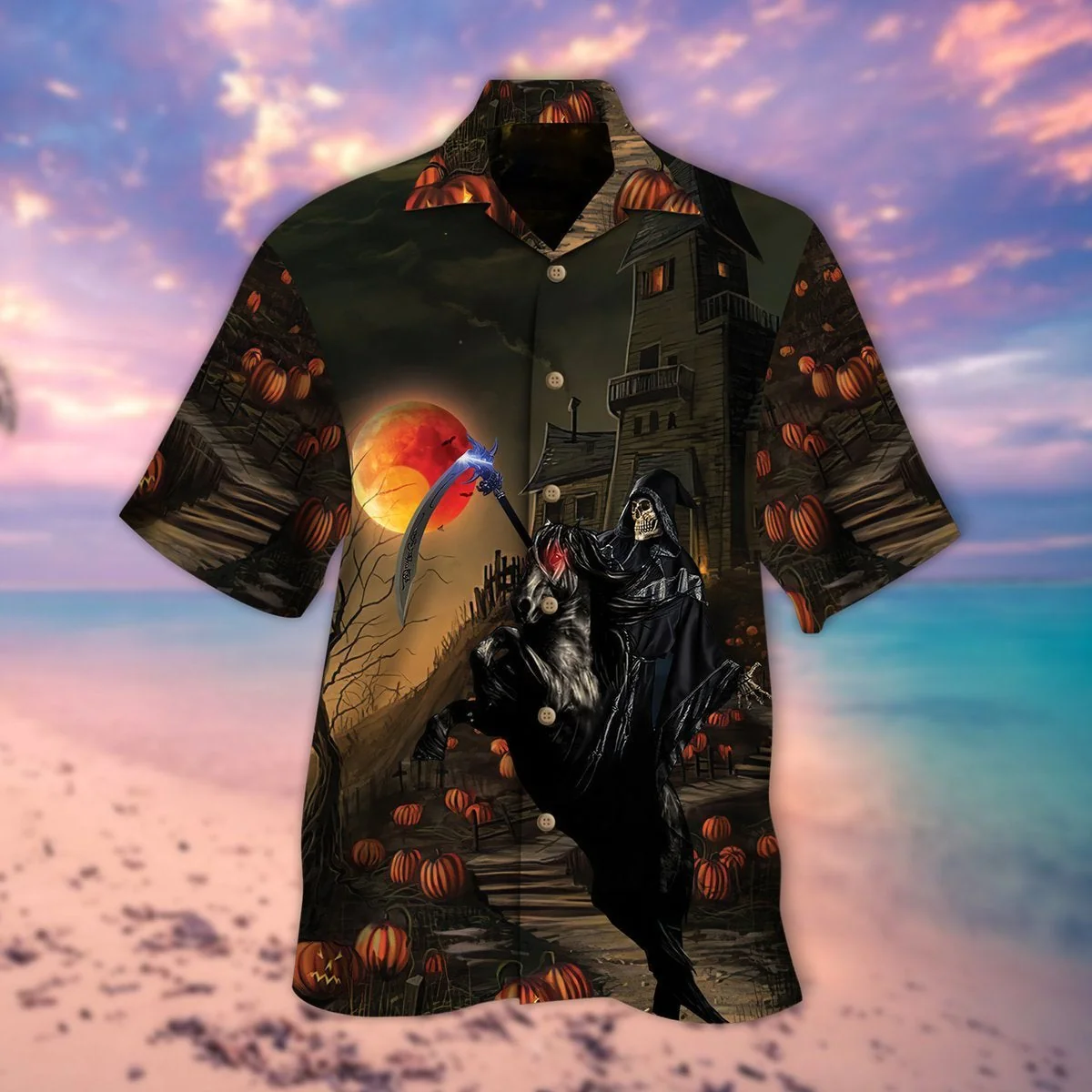 Horseman Skull Theme for Halloween Hawaiian Shirt