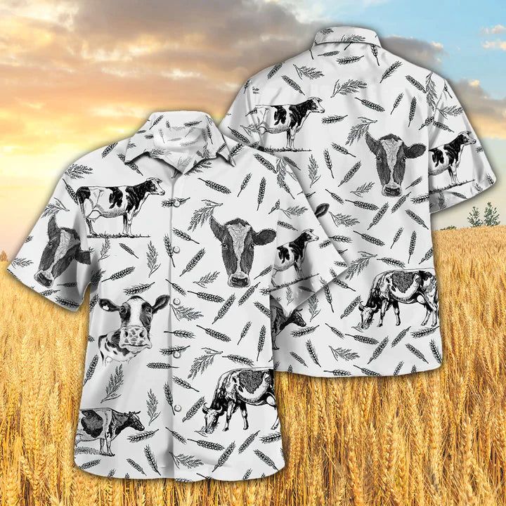 Hostein Pattern Hawaiian Shirt, Cow Aloha Shirts, Gift For Cow Lovers Hostein Pattern Hawaiian Shirt, Cow Aloha Shirts, Gift For Cow Lovers