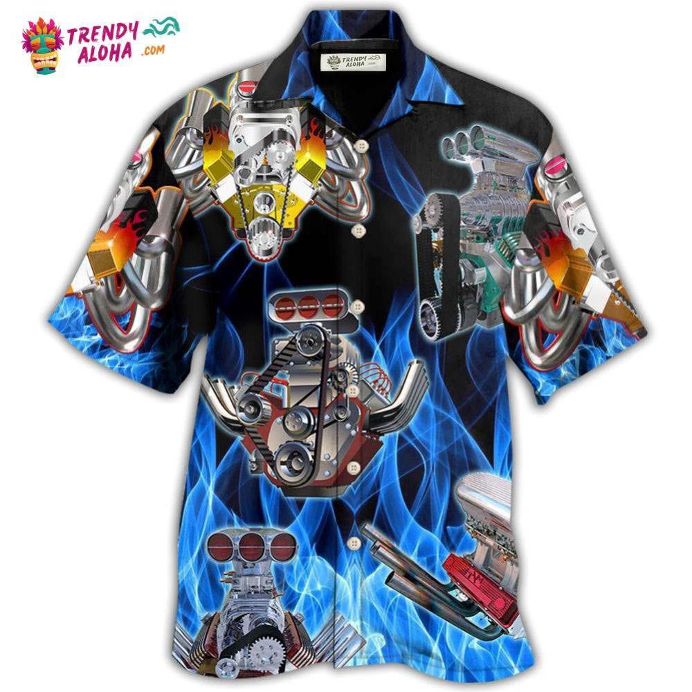 Hot Rod Blue Flame In Black Background Hawaiian Shirt – Trendy Aloha