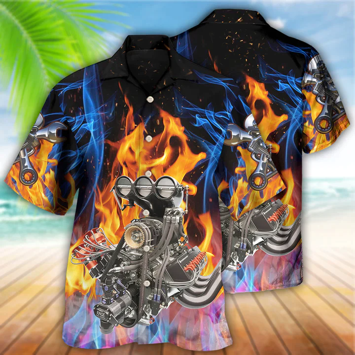 Hot Rod Fire All Printed 3D Trendy Hawaiian Shirt, Trendy Hawaiian Shirt For Men And Women