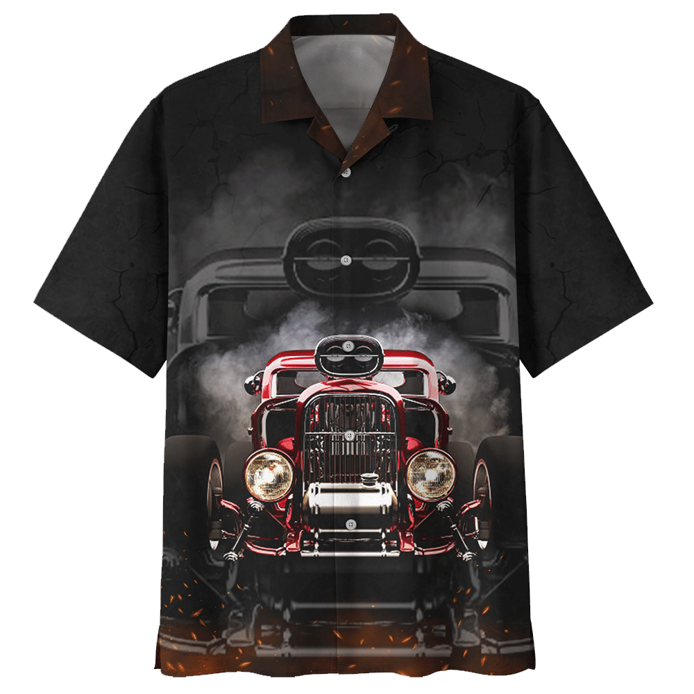 Hot Rod Hawaiian Shirt Hot Rod Car 3D Black Hawaii Aloha Shirt