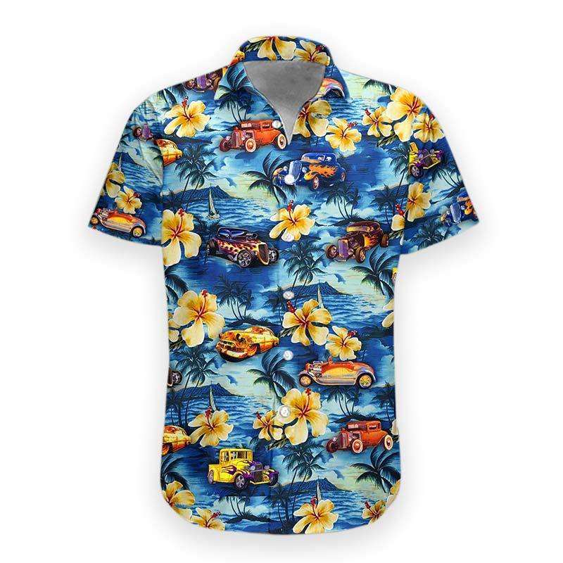 Hot Rod Hawaiian Shirt Hot Rod Hibiscus Tropical Blue Hawaii Aloha Shirt Hot Rod Hawaiian Shirt Hot Rod Hibiscus Tropical Blue Hawaii Aloha Shirt