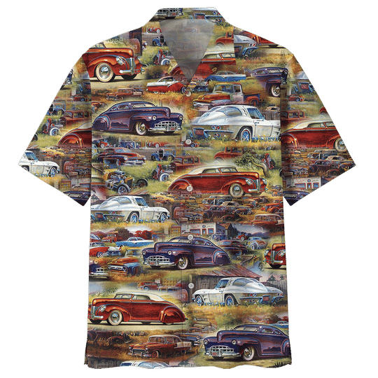 Hot Rod Hawaiian Shirt Vintage Hot Rod Pattern Hawaii Aloha Shirt