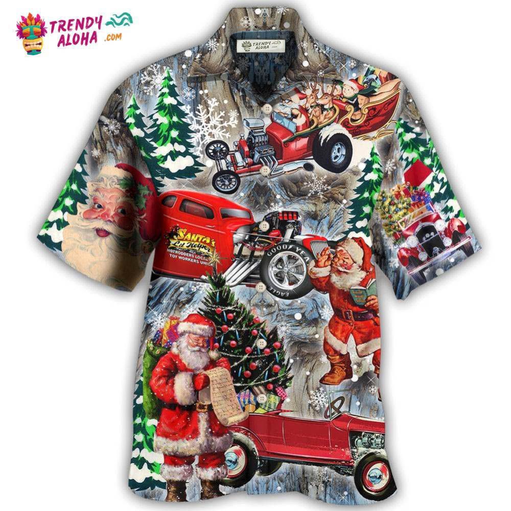Hot Rod Merry Christmas Funny Hawaiian Shirt – Trendy Aloha Hot Rod Merry Christmas Funny Hawaiian Shirt – Trendy Aloha