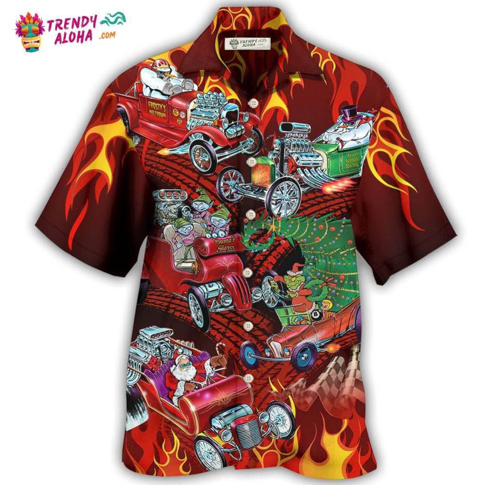Hot Rod Merry Christmas Red Style Hawaiian Shirt – Trendy Aloha
