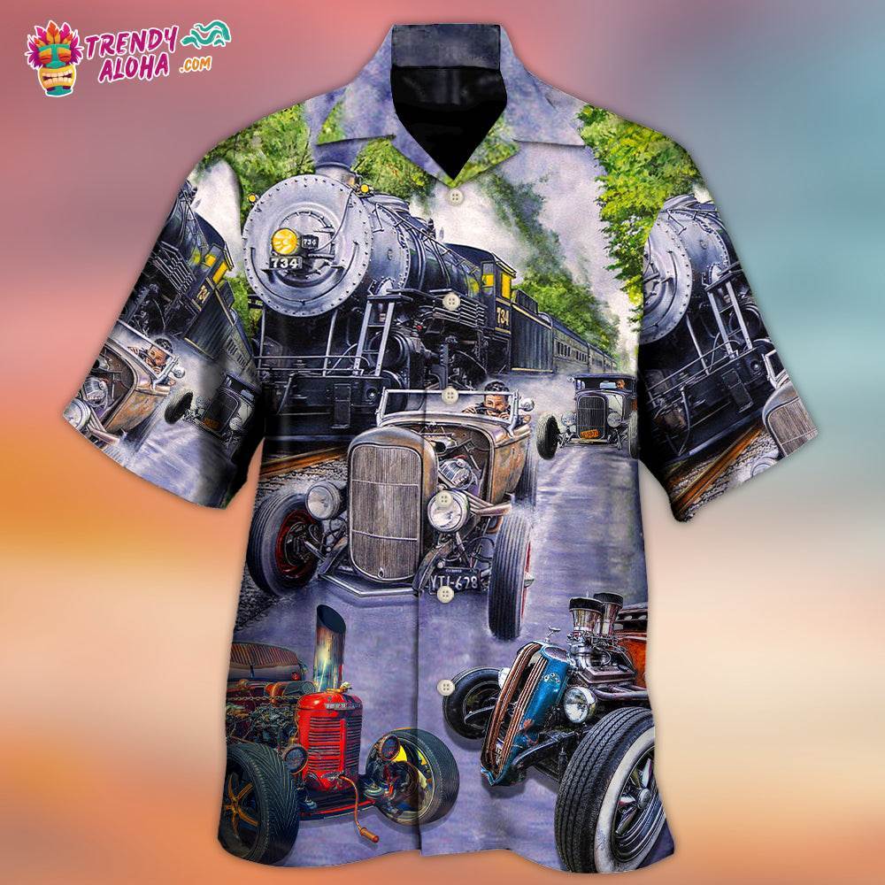 Hot Rod Racing Train Cool Art Style Hawaiian Shirt – Trendy Aloha