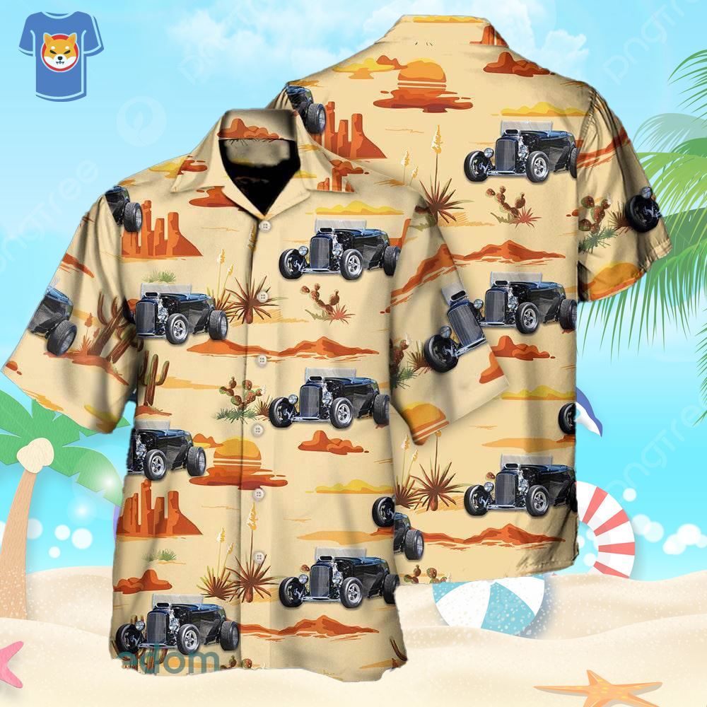 Hot Rod Vintage Landscape Cowboy 3D Hawaiian Shirt Men And Women