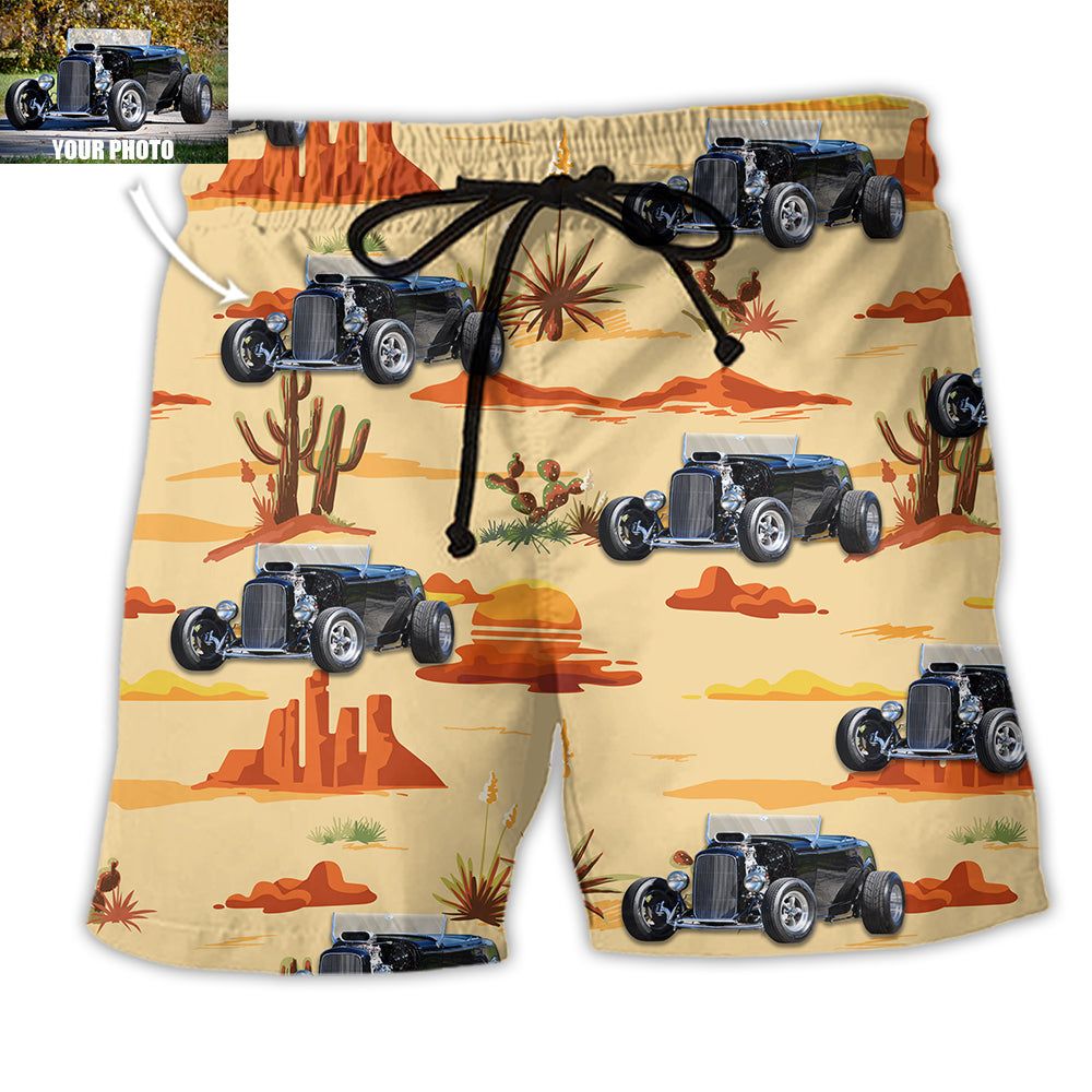 Hot Rod Vintage Landscape Cowboy Custom Photo Trendy Aloha Hawaiian Beach Shorts Hot Rod Vintage Landscape Cowboy Custom Photo Trendy Aloha Hawaiian Beach Shorts