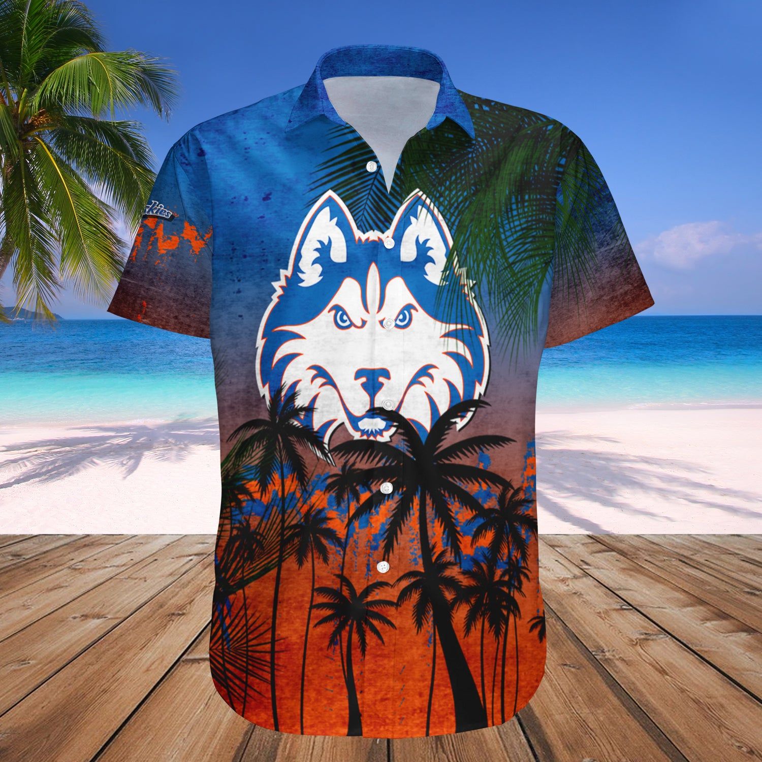 Houston Baptist Huskies Hawaii Shirt Coconut Tree Tropical Grunge – NCAA