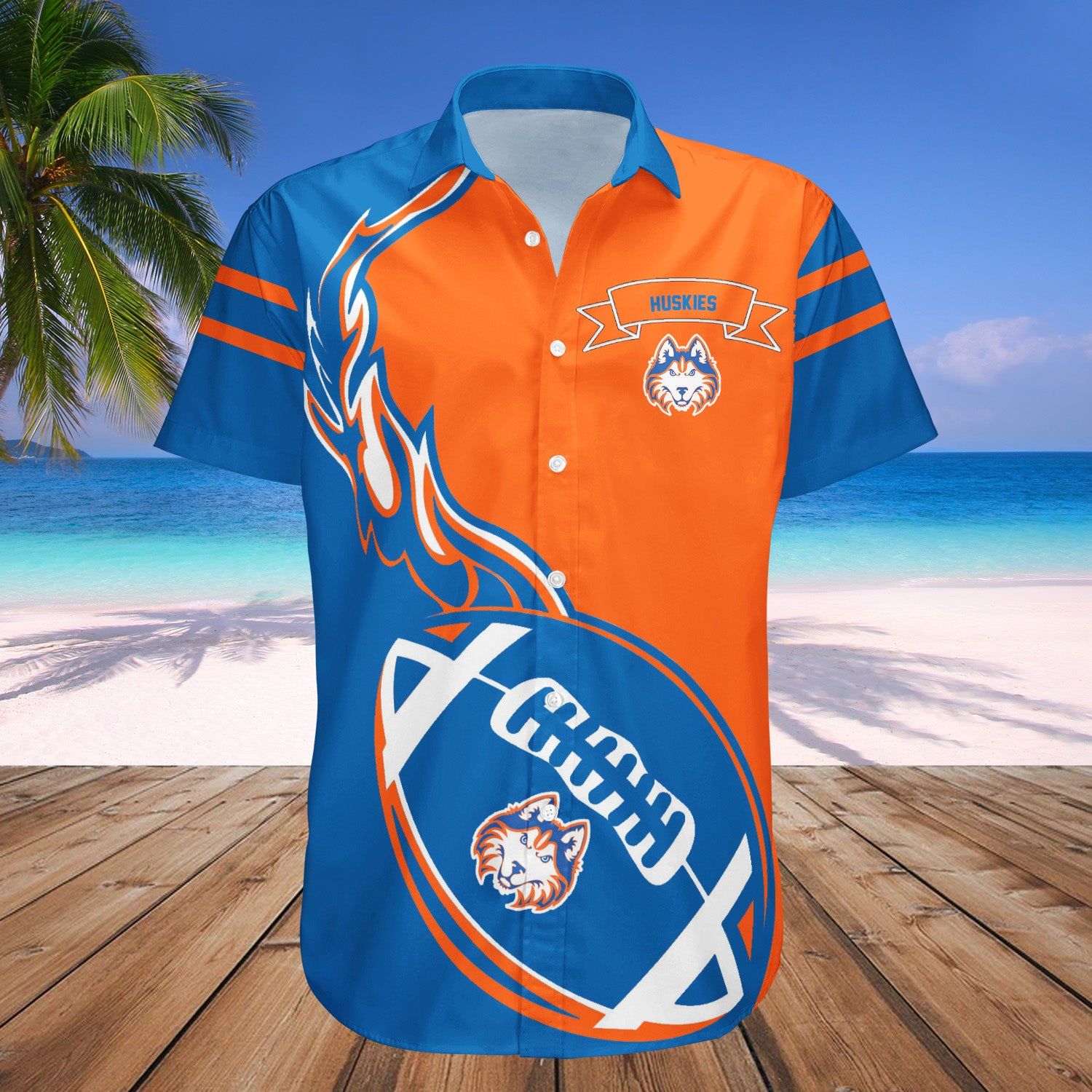 Houston Baptist Huskies Hawaii Shirt Flame Ball – NCAA
