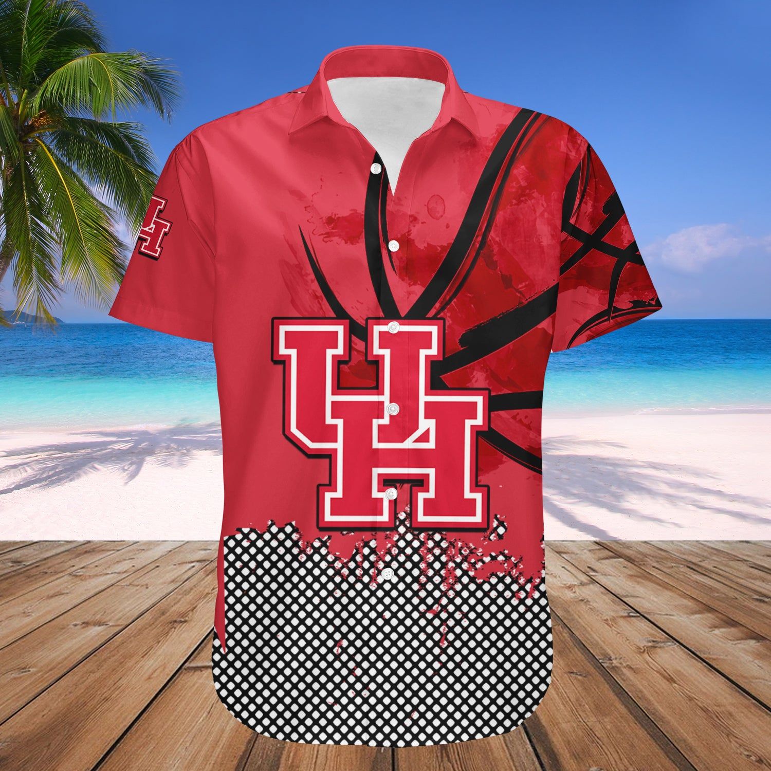 Houston Cougars Hawaii Shirt Basketball Net Grunge Pattern – NCAA