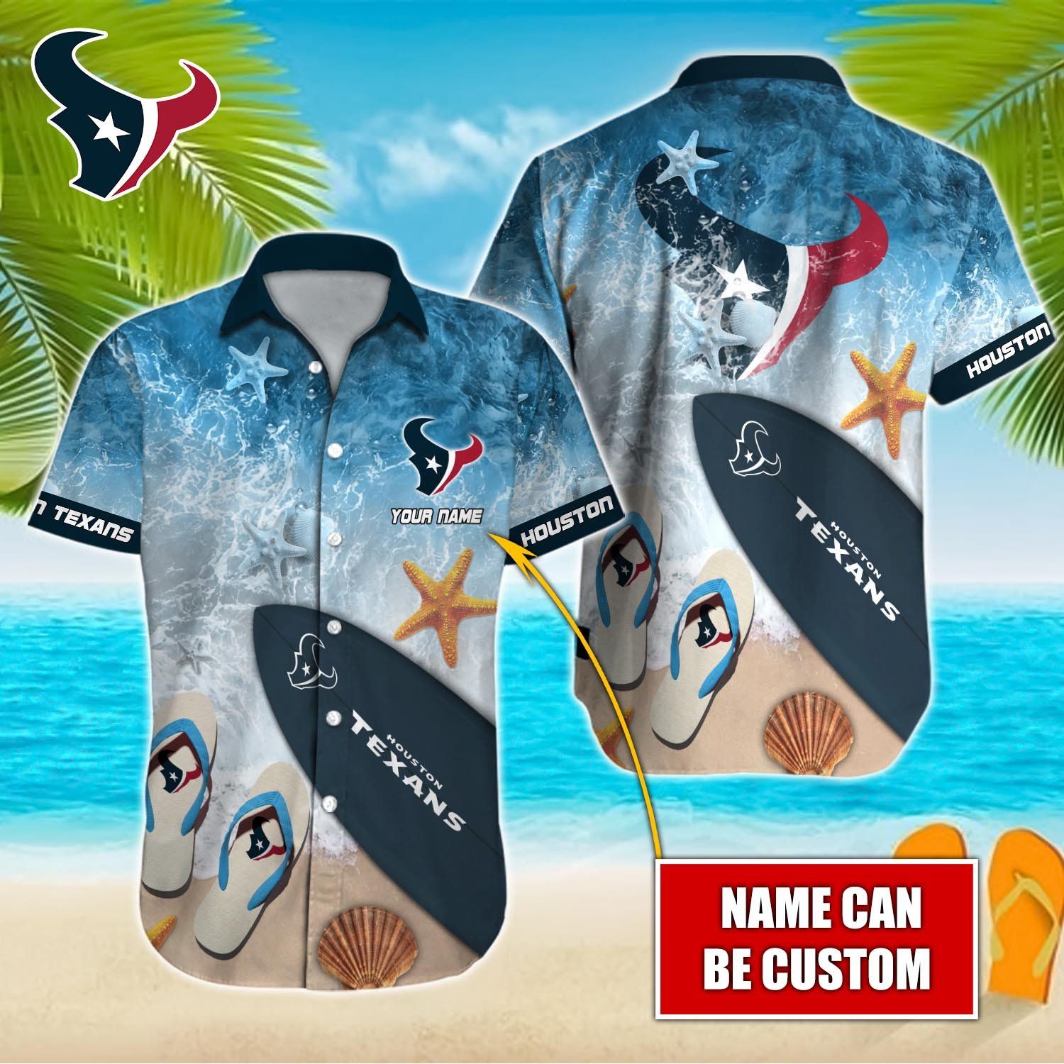 Houston Texans Custom Name Hawaiian Shirt