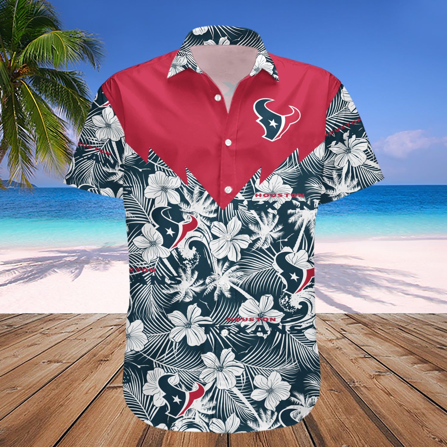 Houston Texans Hawaii Shirt Tropical Seamless- NFL