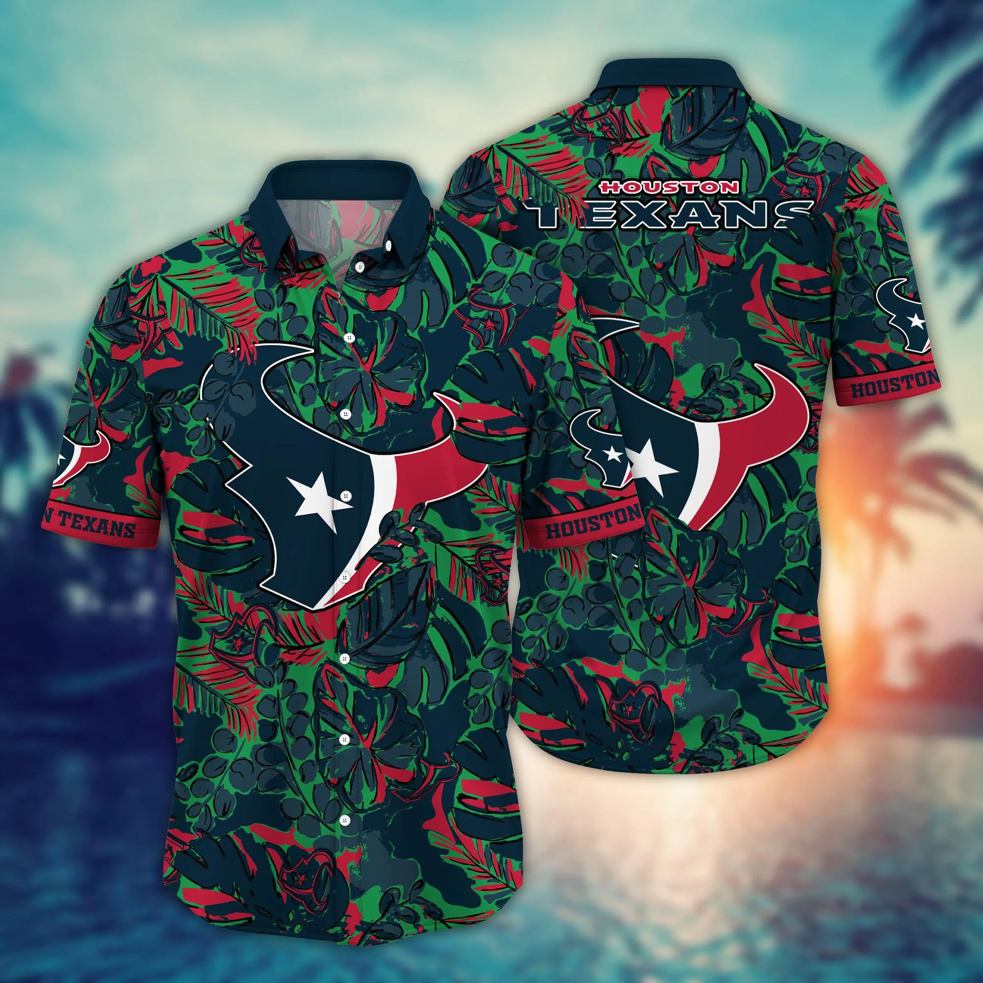 Houston Texans NFL Hawaiian Shirt Vacation Aloha Shirt Houston Texans NFL Hawaiian Shirt Vacation Aloha Shirt