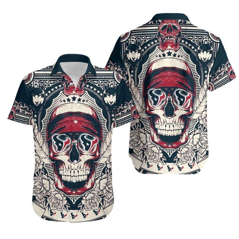 Houston Texans Skull NFL Gift For Fan Hawaii Shirt And Shorts Summer Collection