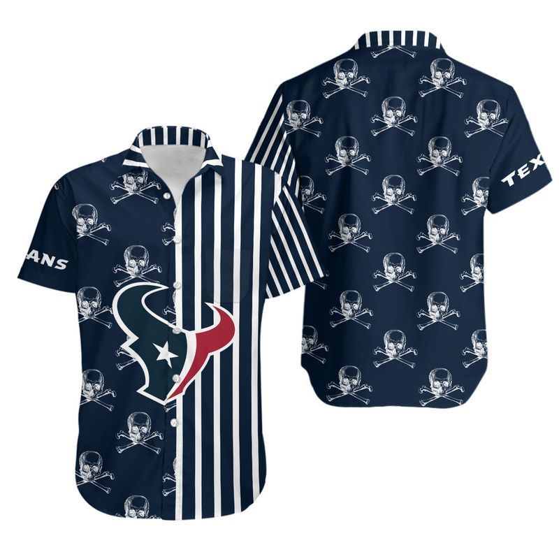 Houston Texans Stripes And Skull Hawaii Shirt And Shorts Summer Collec
