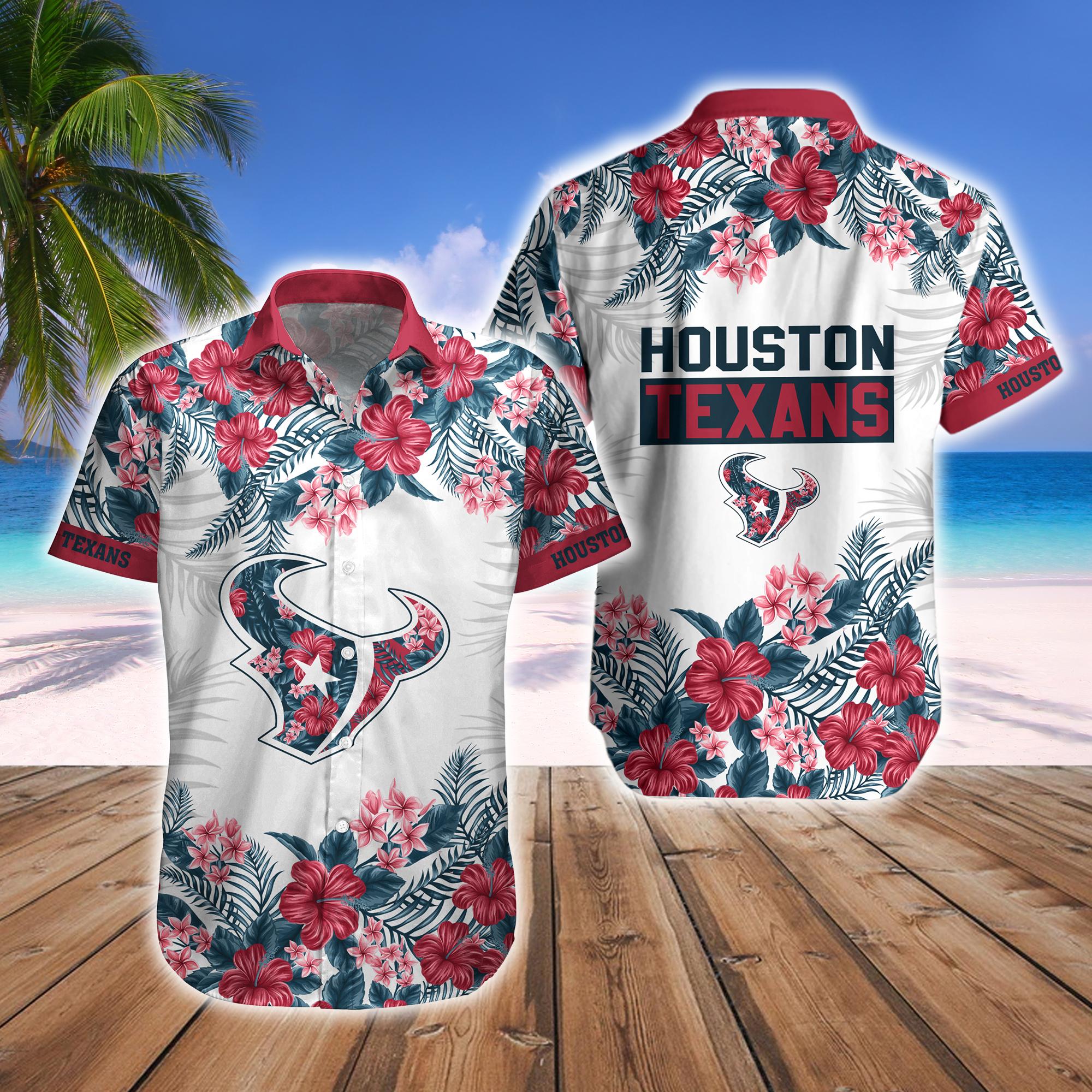 Houston Texans Tropical Hawaiian Fan Shirt Shorts Rodeo Combo