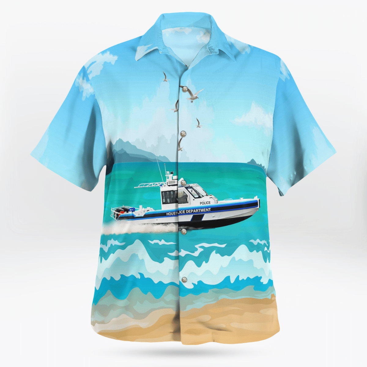 Houston, Texas, Houston Police Department Metal Shark 32 Defiant Patrol Boat Hawaiian Shirt