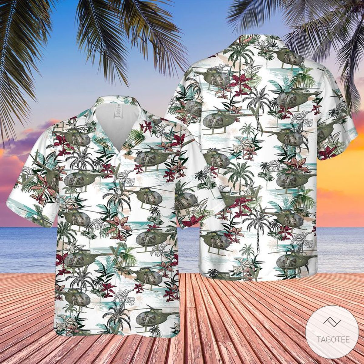 Hughes Cayuse US Army Themed Unisex Summer Hawaiian Shirt