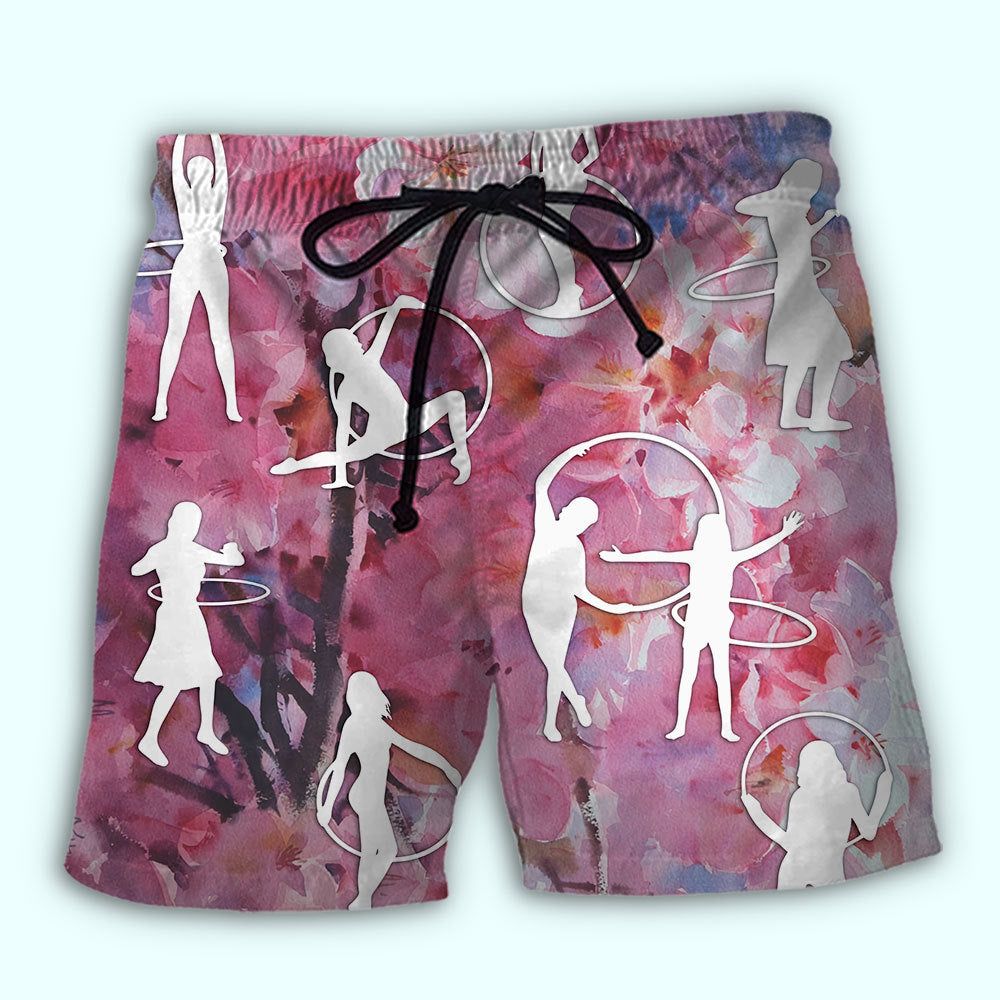 Hula Hoop Floral Style Trendy Aloha Hawaiian Beach Shorts