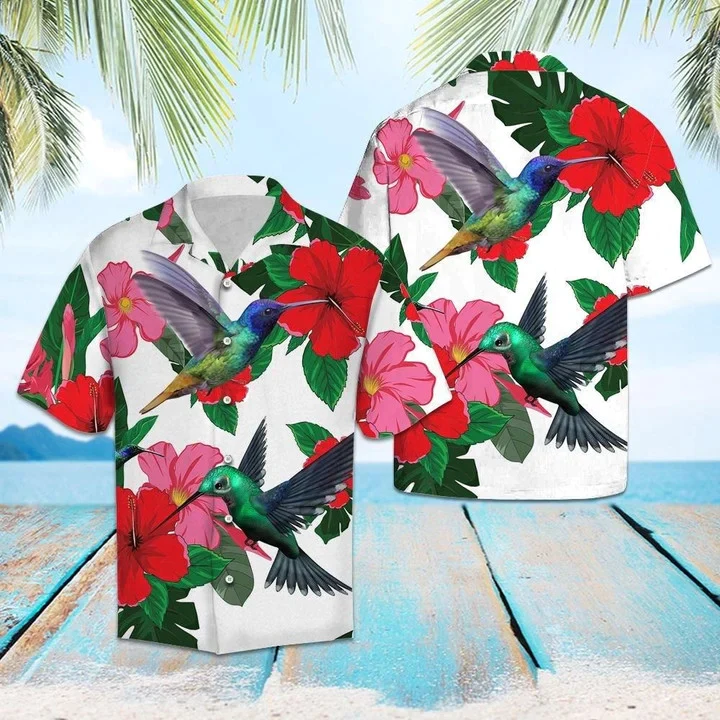 Hummingbird And Hibiscus Hawaiian Aloha Shirts, Summer Gift For Men And Women