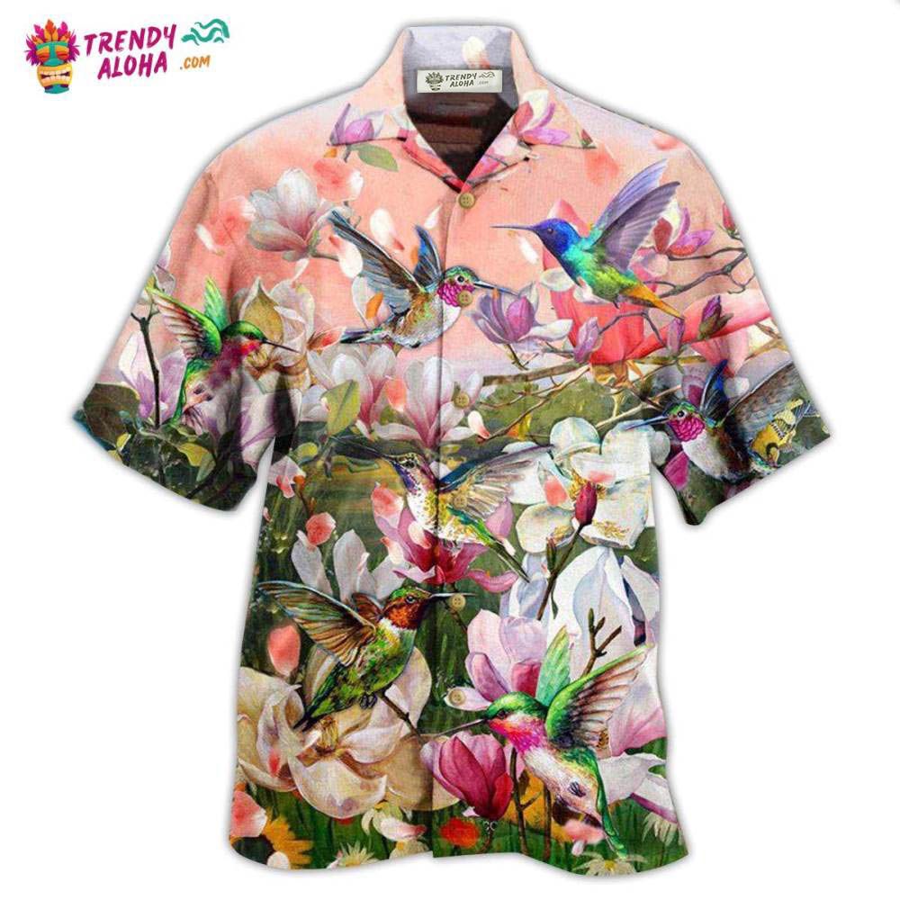 Hummingbird Blooming Lovely White Magnolia Hawaiian Shirt – Trendy Aloha