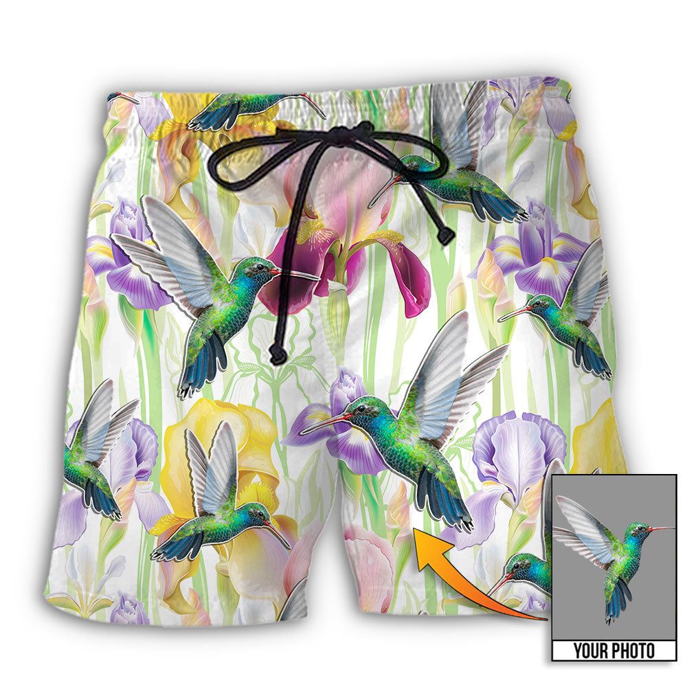 Hummingbird Flower Art Beautiful Custom Photo Trendy Aloha Hawaiian Beach Shorts Hummingbird Flower Art Beautiful Custom Photo Trendy Aloha Hawaiian Beach Shorts