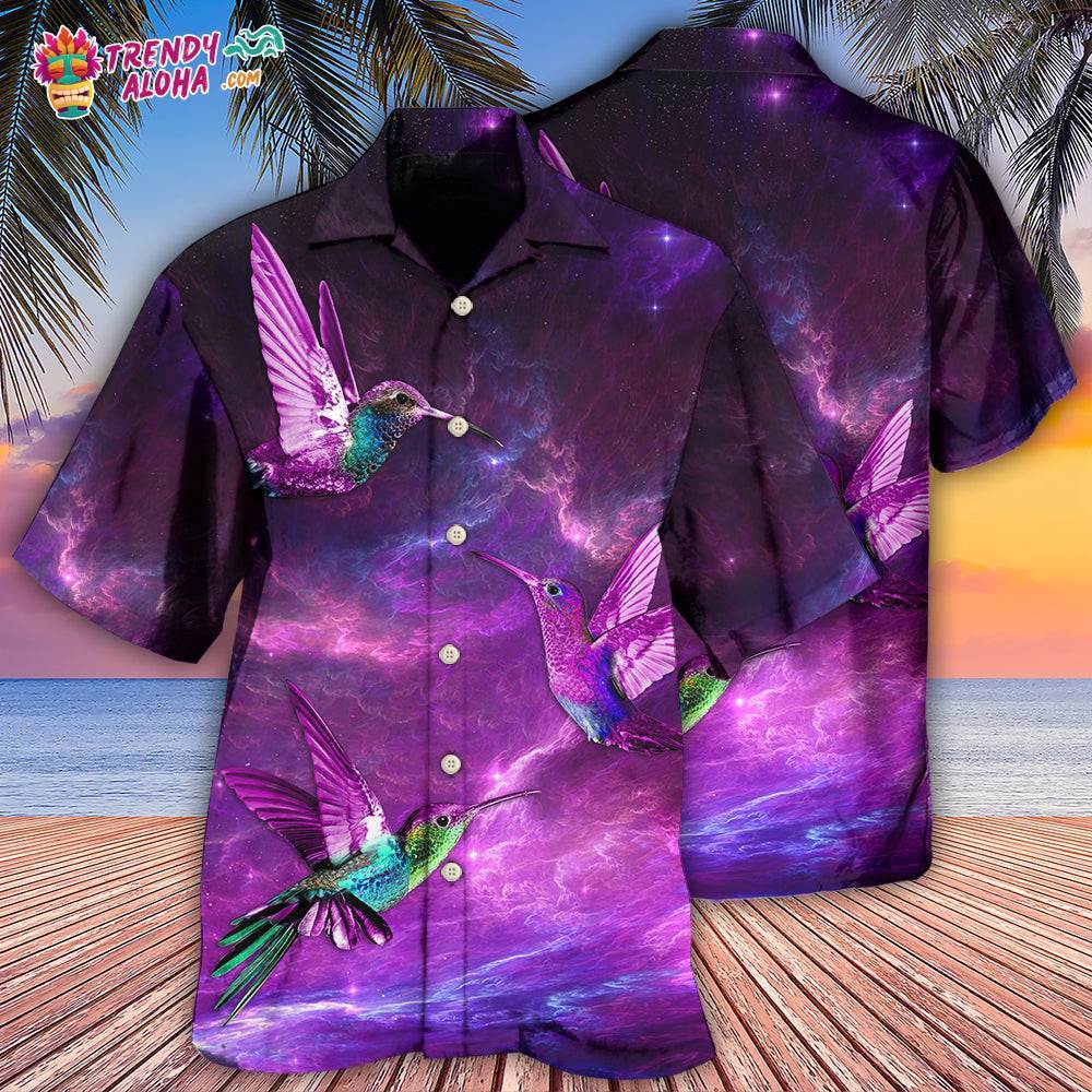 Hummingbird Love Sky In Purple Hawaiian Shirt – Trendy Aloha