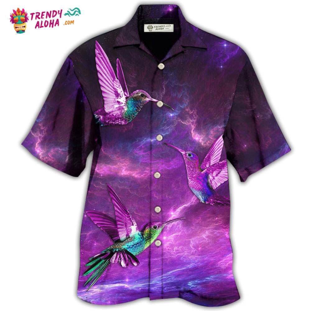 Hummingbird Love Sky In Purple Hawaiian Shirt – Trendy Aloha