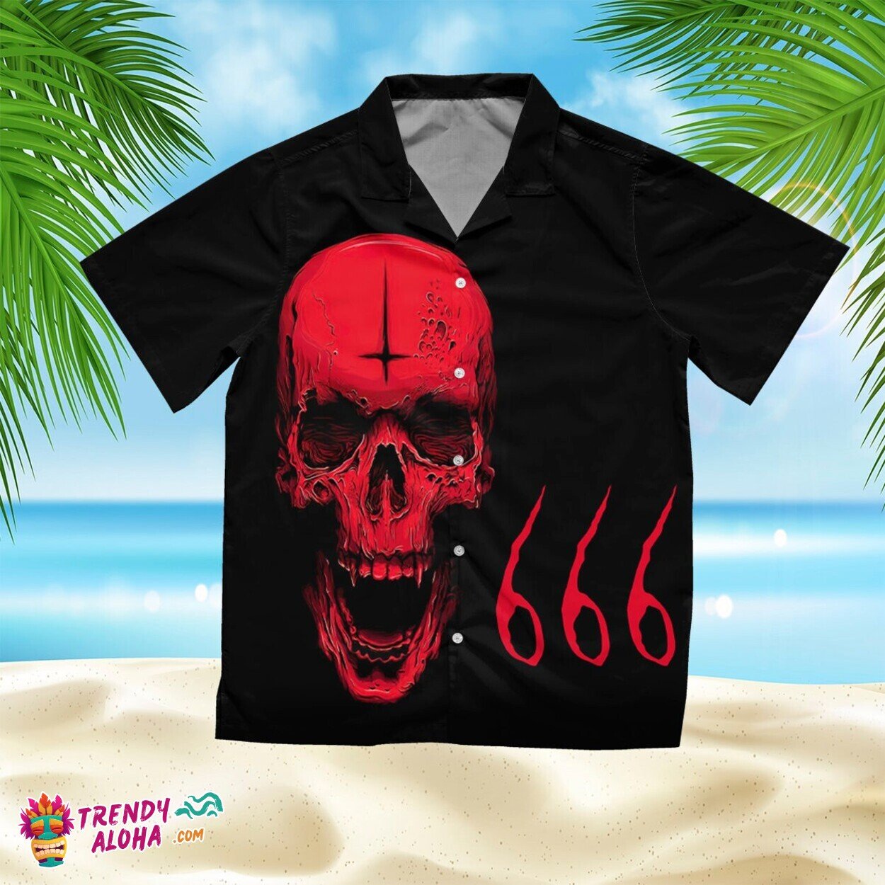 Humorous Skeletons Gothic Style Casual Skull Print Hawaiian Top