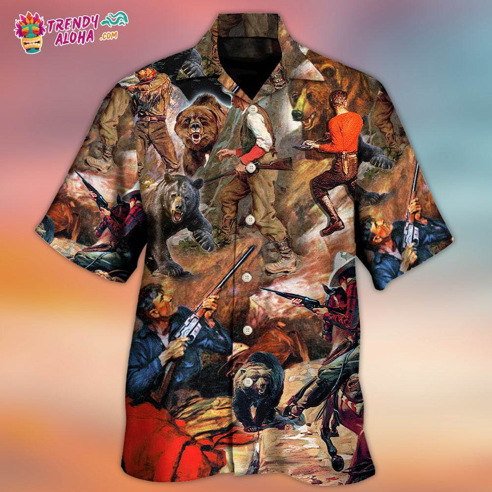 Hunting Bear Cow Boy Cool Art Style Hawaiian Shirt – Trendy Aloha
