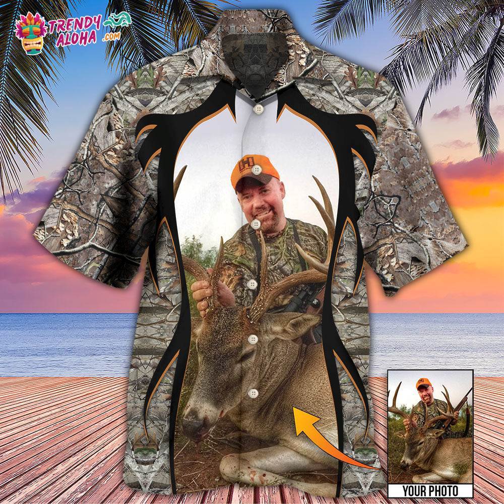 Hunting Lover Cool Pattern Custom Photo Hawaiian Shirt – Trendy Aloha