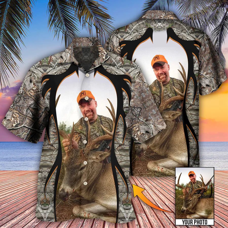 Hunting Lover Cool Pattern Custom Photo Hawaiian Shirt Hunting Lover Cool Pattern Custom Photo Hawaiian Shirt