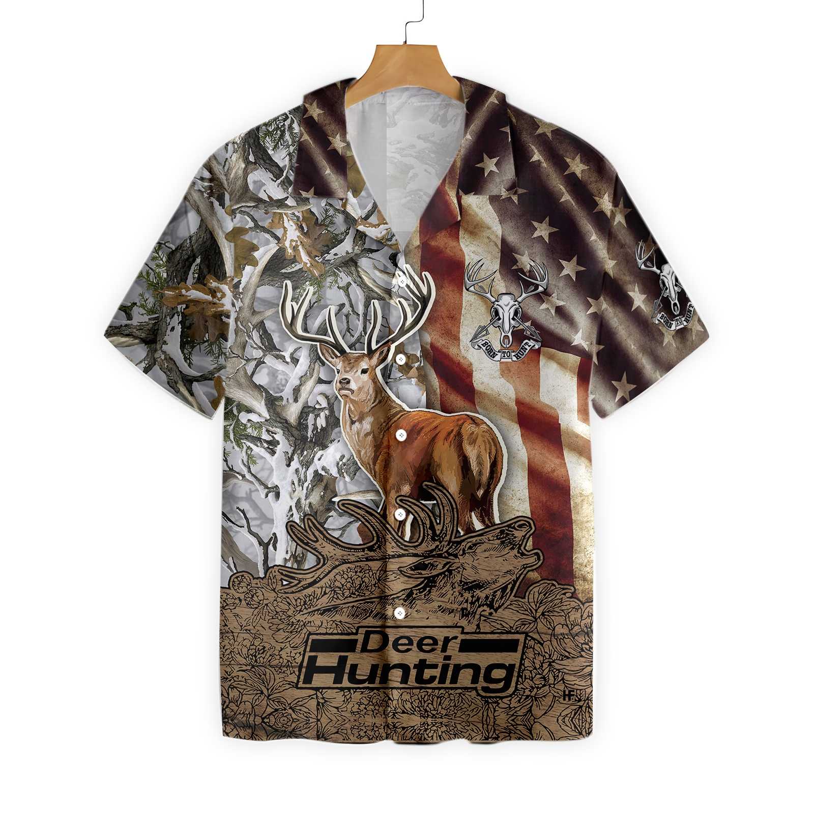 Hunting Shirt Deer Hunting Vintage American Flag Hawaiian Shirt