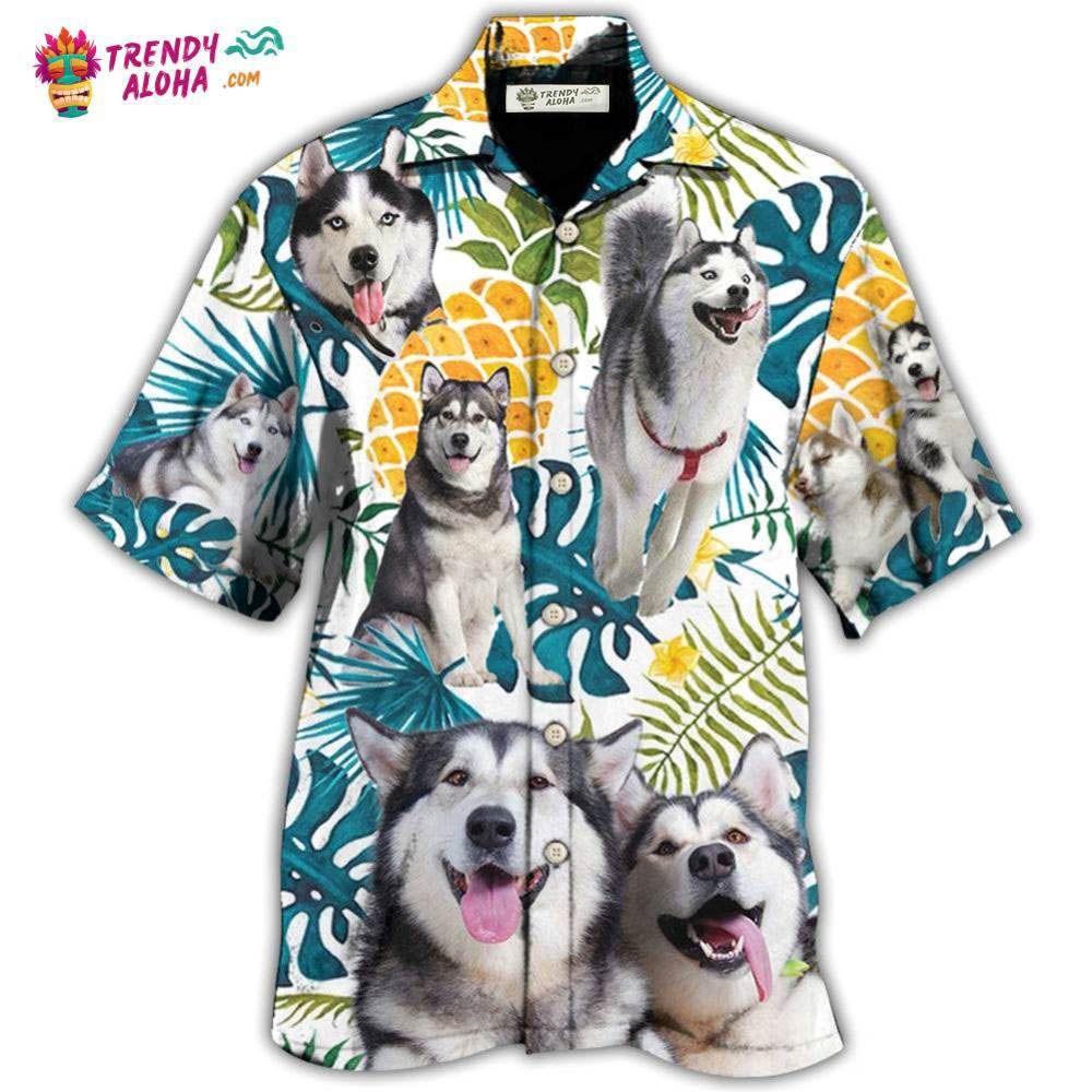 Husky Funny Husky Tropical Leaf Hawaiian Shirt – Trendy Aloha Husky Funny Husky Tropical Leaf Hawaiian Shirt – Trendy Aloha