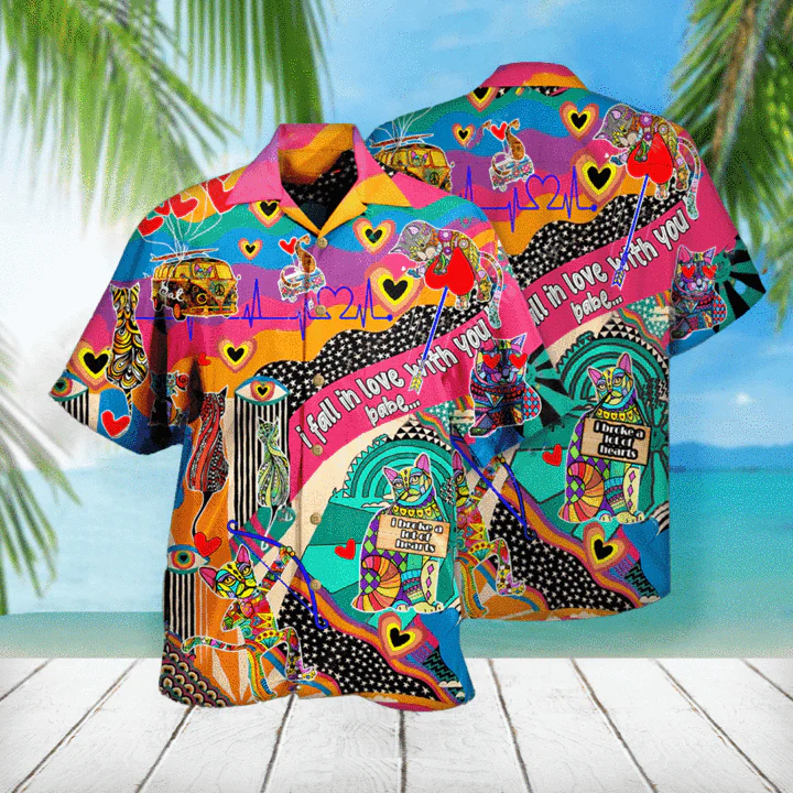I Fall In Love With Hippie Cat Love Trendy Hawaiian Shirt