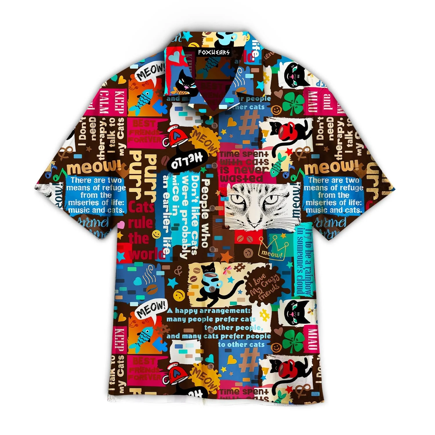 I Like Coffee And I Like Cats Pattern Trendy Hawaiian Shirt For Aloha Shirt