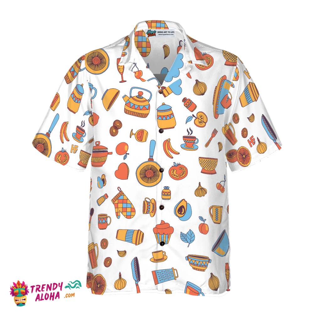I Love Cooking Seamless Pattern Hawaiian Shirt