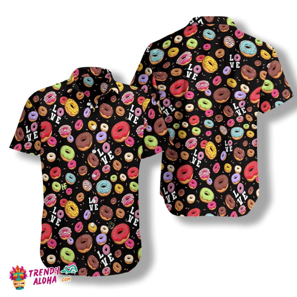 I Love Donut Black Hawaiian Shirt