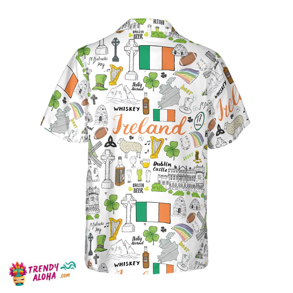 I Love Ireland Doodle Hawaiian Shirt