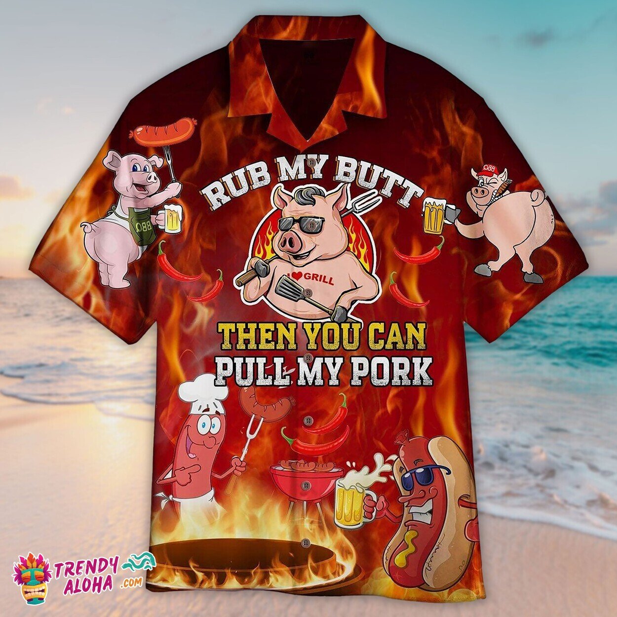 I Rub My Meat BBQ Unisex Custom Aloha Hawaiian Shirt