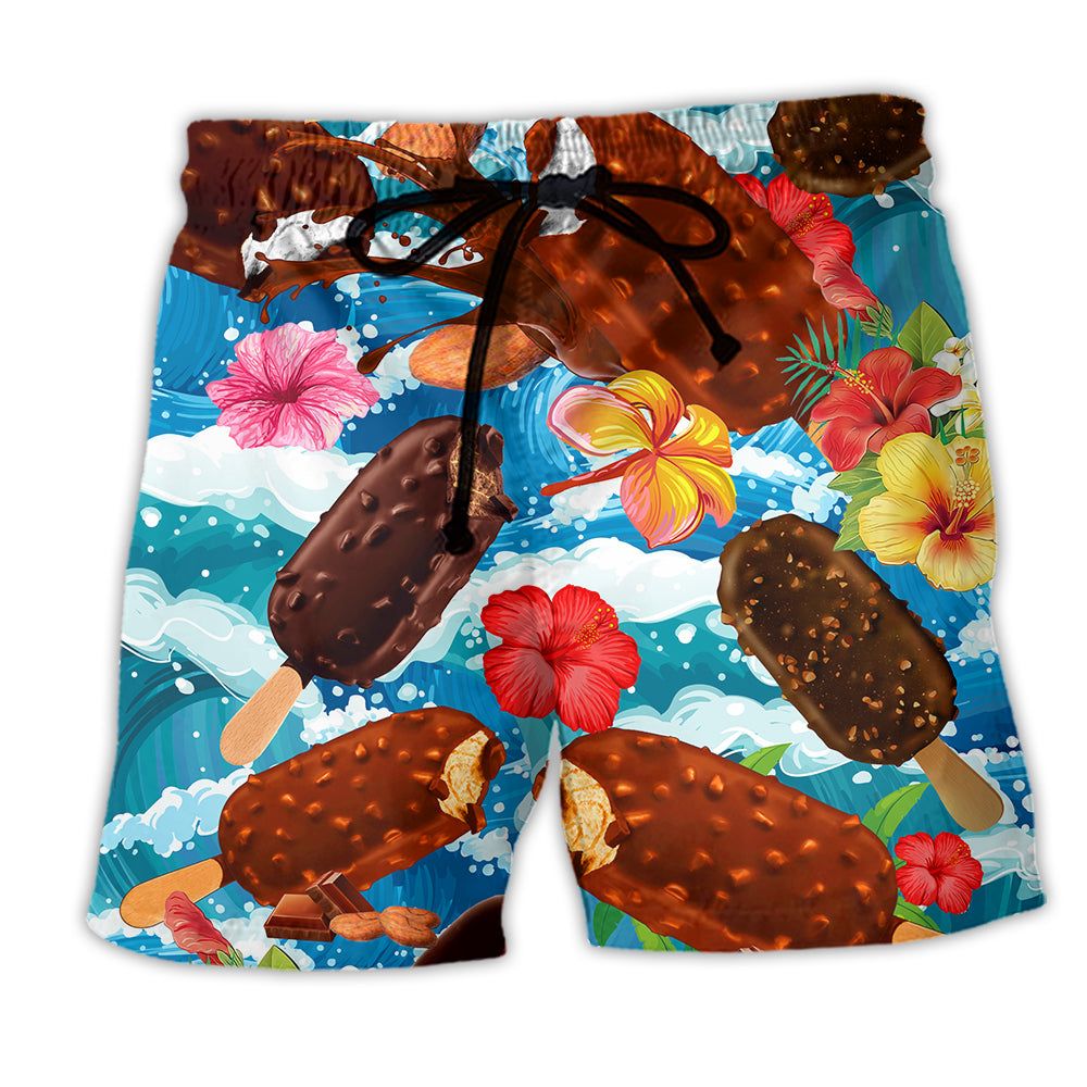 Ice Cream Love It Tropical Floral Trendy Aloha Hawaiian Beach Shorts Ice Cream Love It Tropical Floral Trendy Aloha Hawaiian Beach Shorts