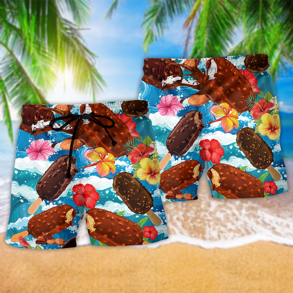 Ice Cream Love It Tropical Floral Trendy Aloha Hawaiian Beach Shorts