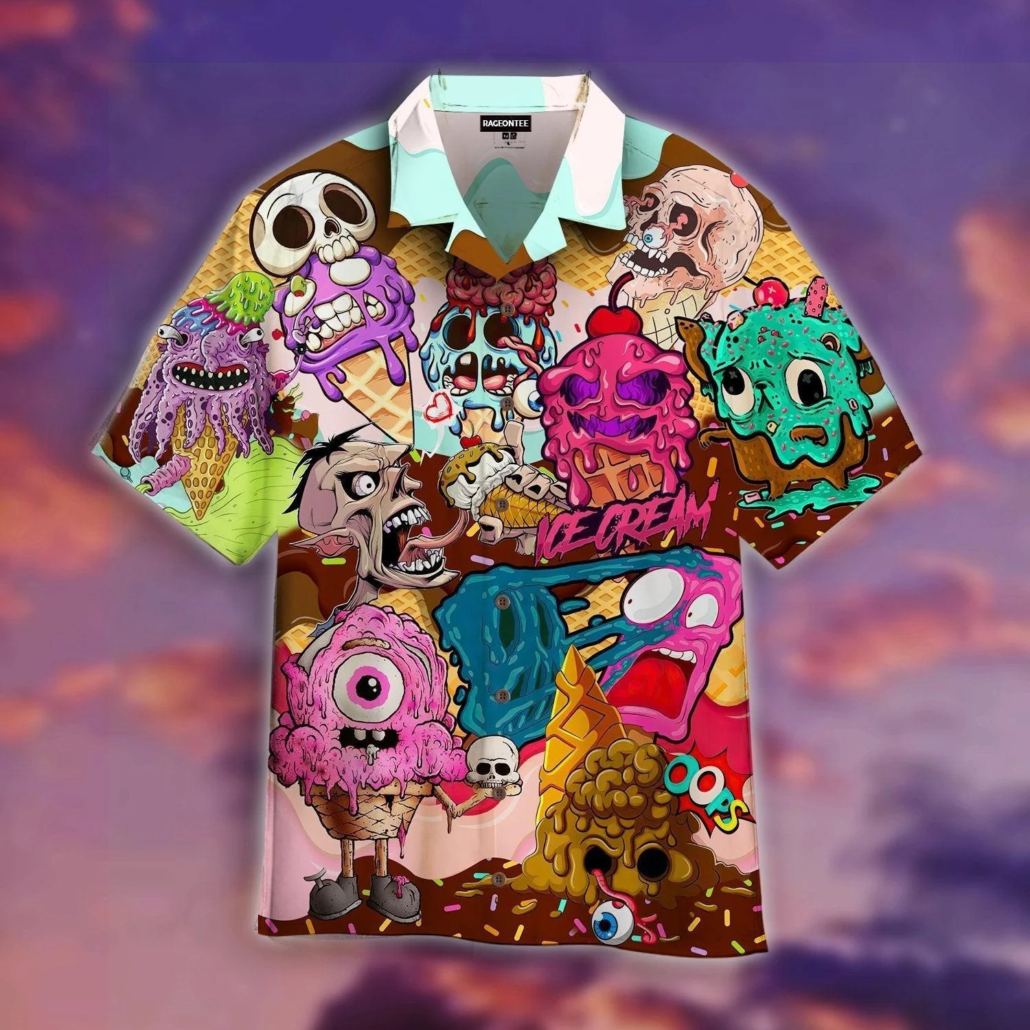 Ice Cream Zombie Halloween Hawaiian Shirt For