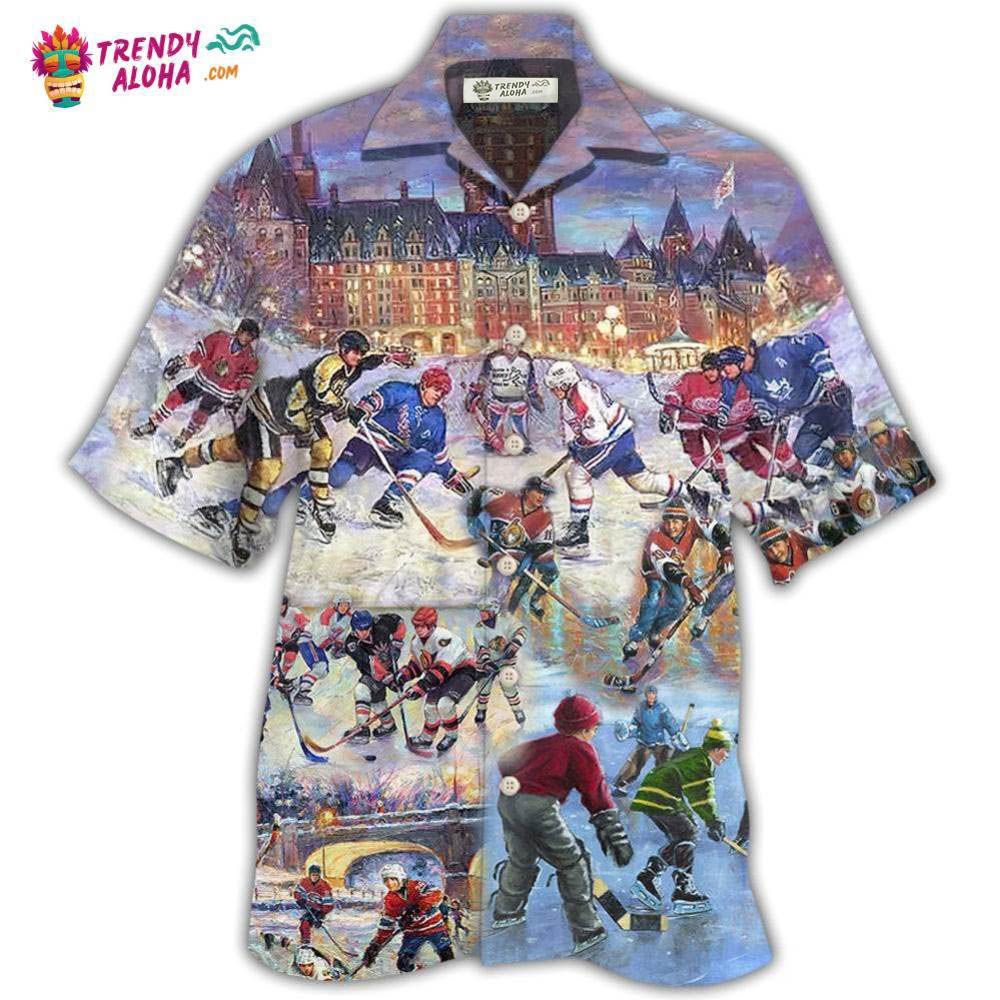 Ice Hockey Colorful Night Hawaiian Shirt – Trendy Aloha Ice Hockey Colorful Night Hawaiian Shirt – Trendy Aloha