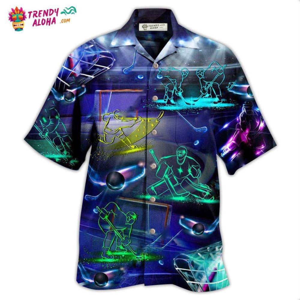 Ice Hockey Neon Art Hawaiian Shirt – Trendy Aloha