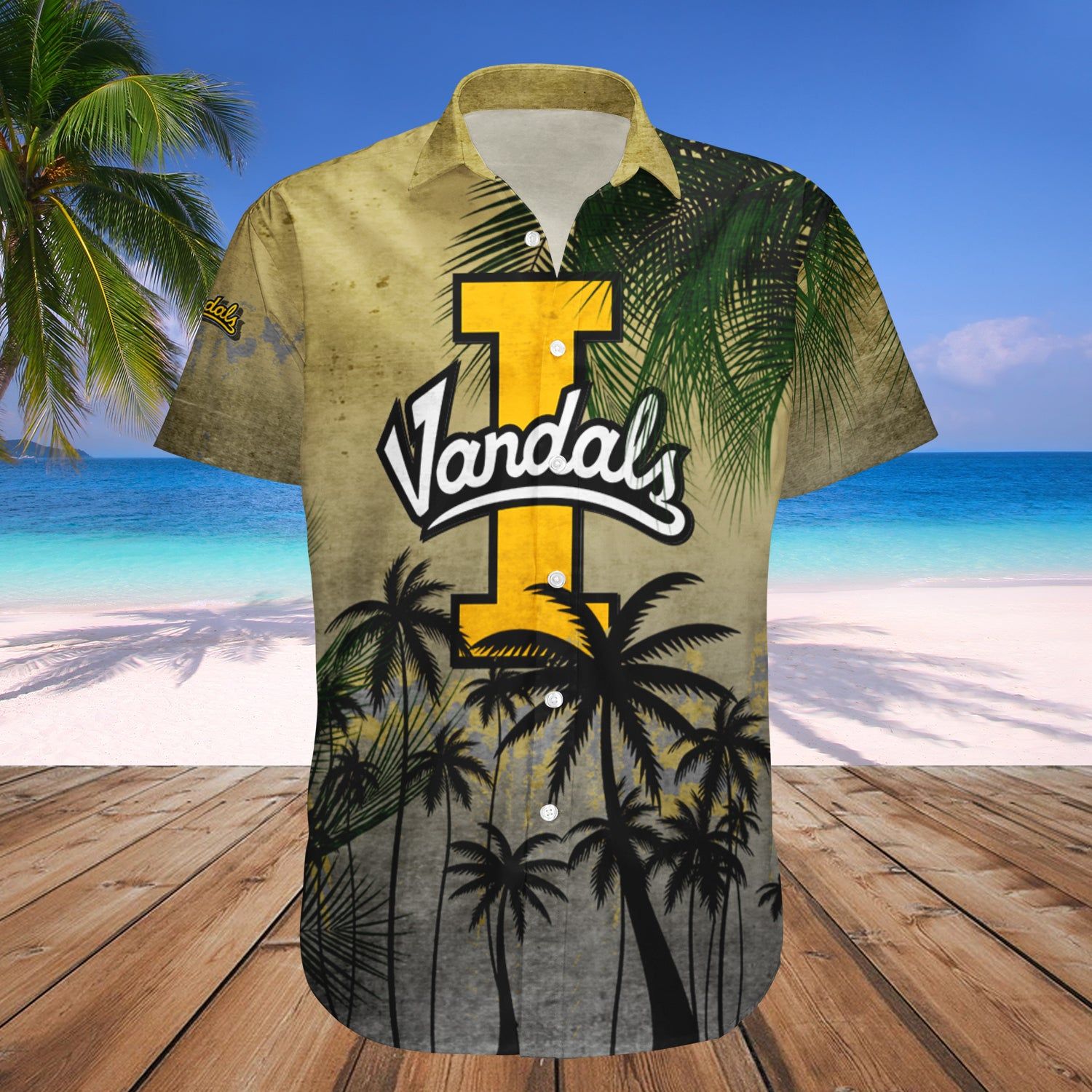 Idaho Vandals Hawaii Shirt Coconut Tree Tropical Grunge – NCAA