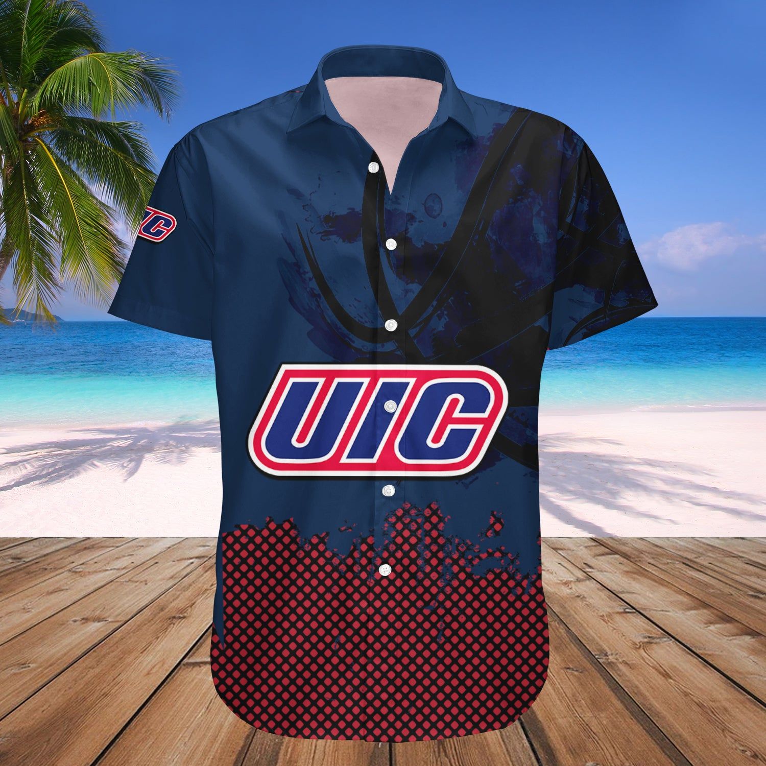 Illinois-Chicago Flames Hawaii Shirt Basketball Net Grunge Pattern – NCAA