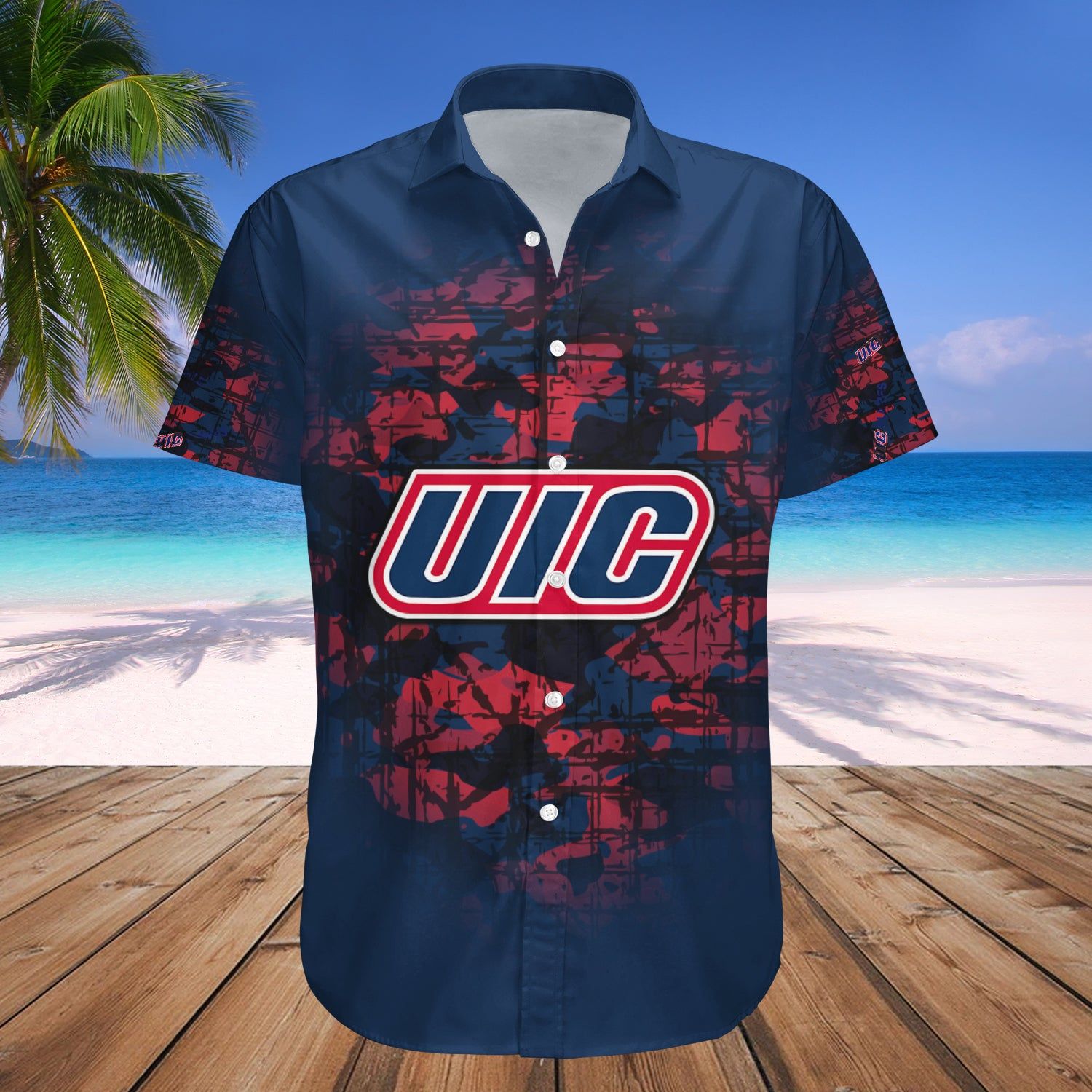 Illinois-Chicago Flames Hawaii Shirt Camouflage Vintage – NCAA